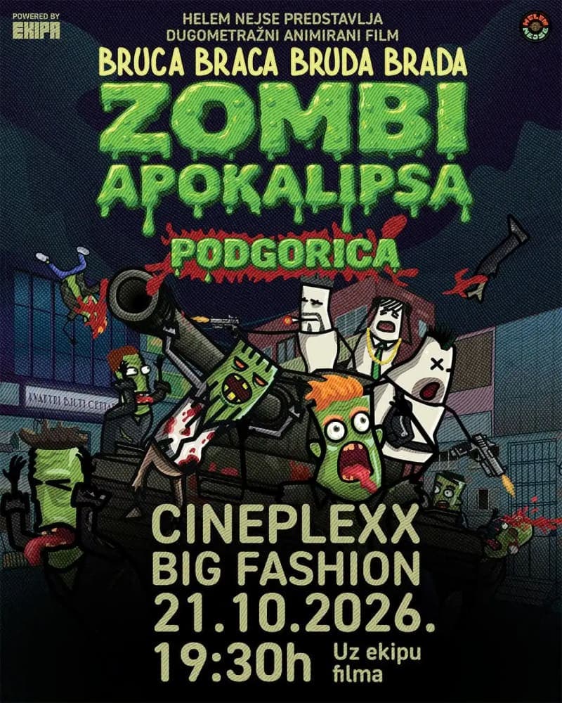 Bruca, Braca, Bruda i Brada stižu u Podgoricu: „Zombi apokalipsa“ premijerno u Cineplexxu