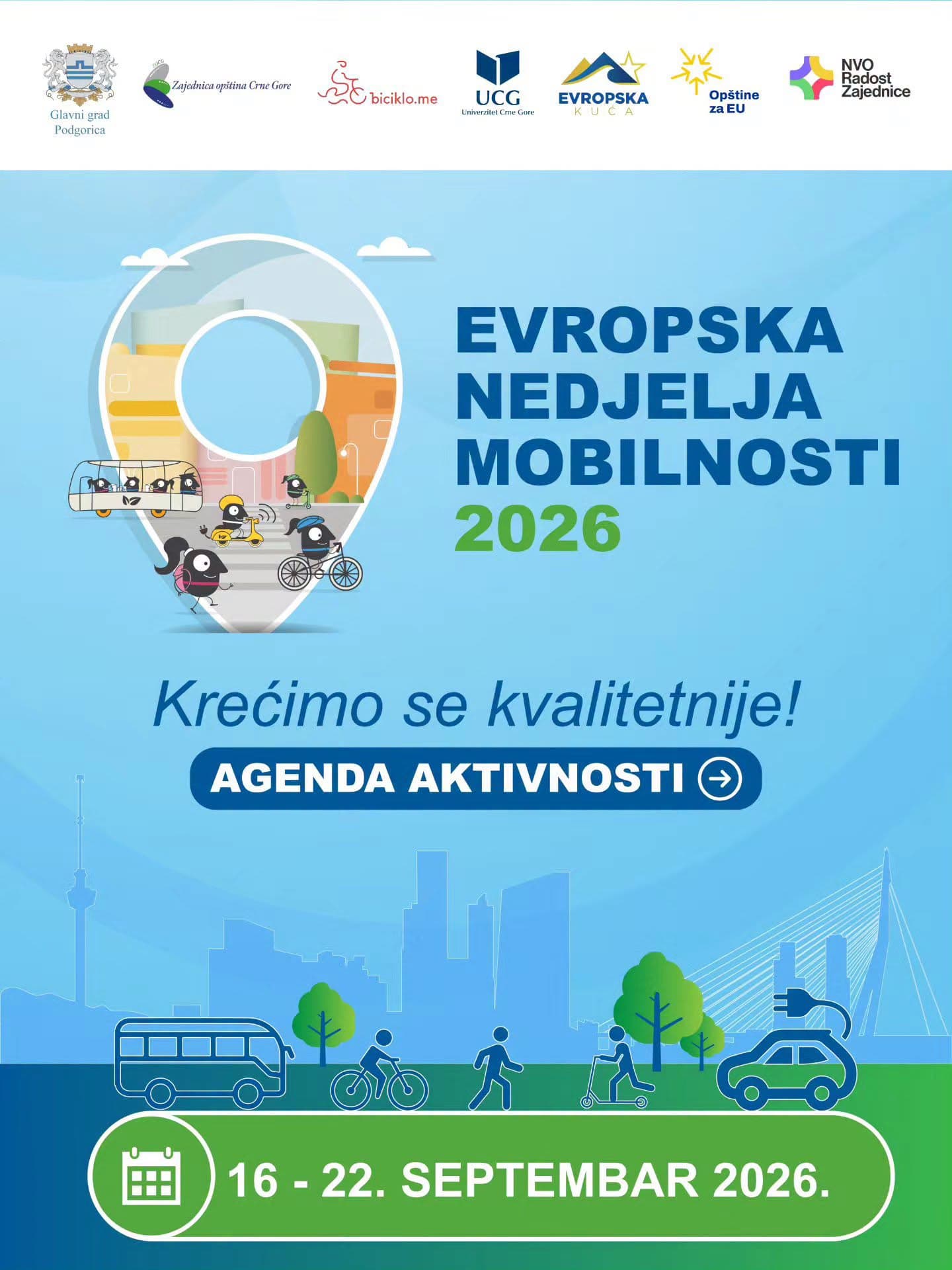 Evropska nedjelja mobilnosti od sjutra u Podgorici: Sedam dana aktivnosti širom grada