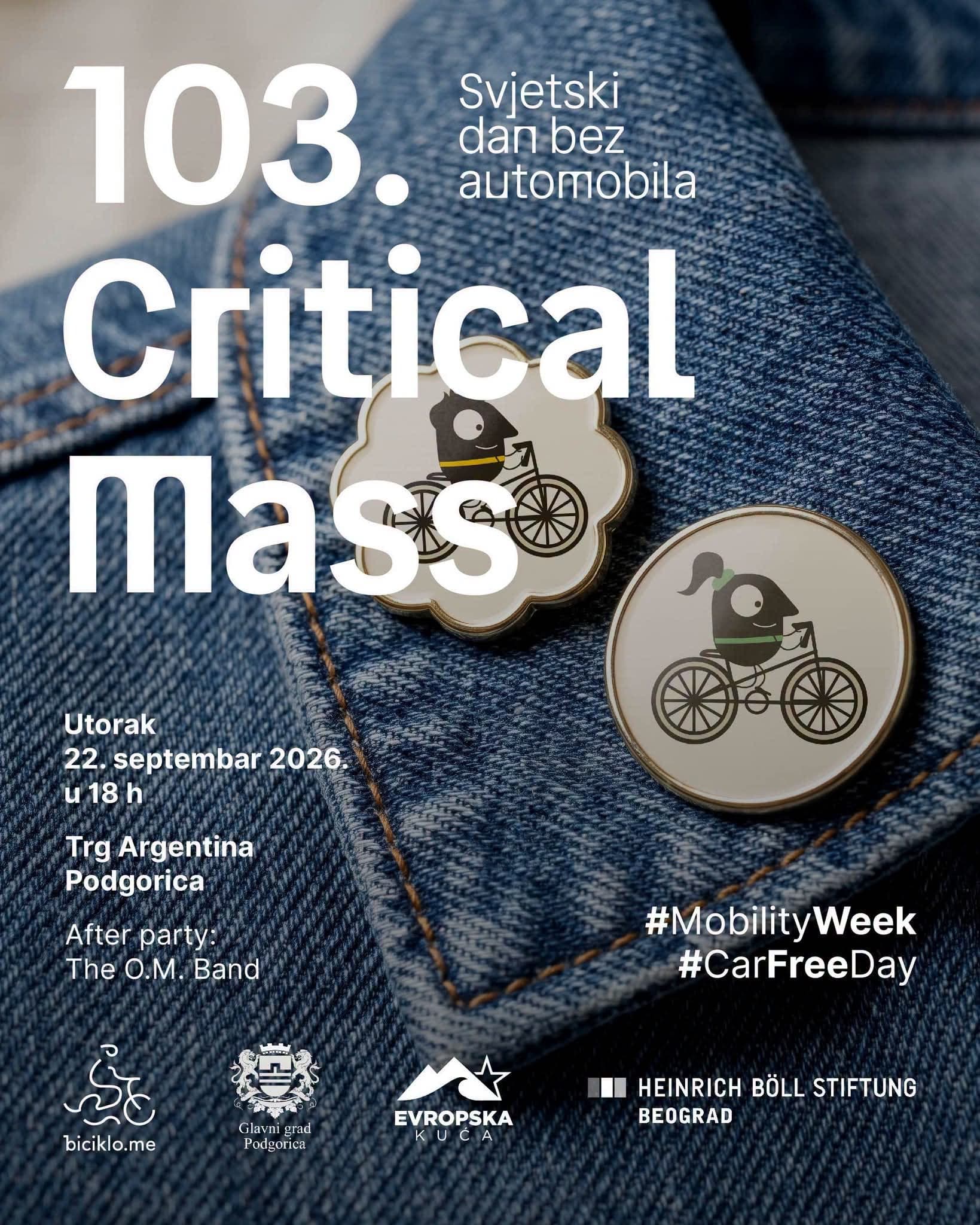 Critical Mass u utorak u Podgorici: Biciklisti obilježavaju Svjetski dan bez automobila